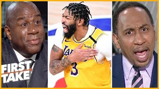 Stephen A. reacts to Magic Johnson claiming AD 55 pt 17 reb leads the NBA MVP race