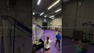 Middle school volleyball setters working on precision! #blockoutacademy #volleyballdrills #drill