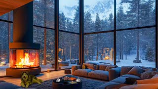 Crackling Fireplace & Cozy Jazz Ambience ❄ Warm Living Room Vibes for Relaxation, Study & Work Focu