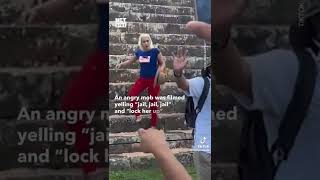 tourist  women climb mayan disrespectful. #tourist #karin #pyramid