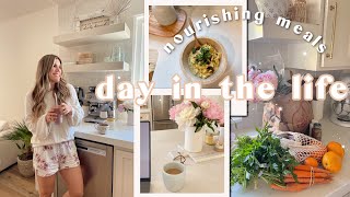 DAY IN THE LIFE | self-care during busy seasons, cook healthy dinner, grocery shop & haul, + baking!