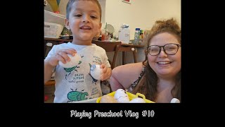 Playing Preschool Vlog #10 // Eggs // My Prints Toddler's First Hurricane // Rain Art