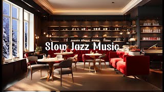 Slow Jazz music with slow piano coffee ☕ (Coffee shop space by the snowy window)