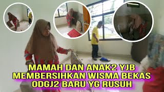 Mamah dan Anak2 YJB membersikan wisma bekas odgj2 baru yg rusuh #sosial #gangguanjiwa  #yayasan