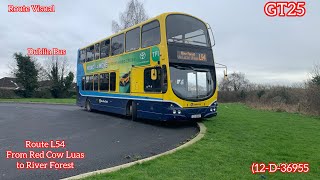 FULL Route Visual | Dublin Bus | Route L54 (From Red Cow Luas to River Forest) | GT25 (12-D-36955)