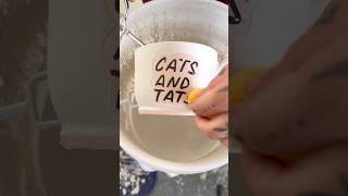 The full glazing process #catsandtats #mugs #glazingpottery #ceramics #underglaze #handlettering