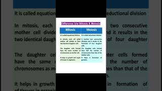 Difference between mitosis & meiosis#cell division#science# biology#importantquestions