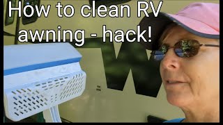 How to clean your RV Awning - HACK!  Use a MAGIC ERASER MOP with water - NO chemicals!