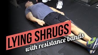 SAFE EXERCISES FOR BAD BACKS: HOW TO DO SHRUGS WITH RESISTANCE BANDS! (laying down version)