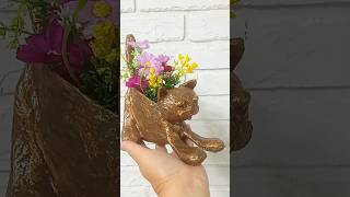 МК кот из пластиковой бутылки #поделки #diy #декор #кот #хобби #ваза #органайзер