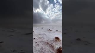 Desert in Saudi Arabia after a heavy storm with hail. October 18, 2024