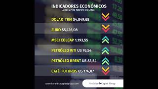 Indicadores económicos para el día lunes 27 de febrero de 2023, en Colombia.