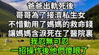 爸爸出軌死後，哥哥為了接濟私生女，不惜動用了媽媽的救命錢。讓媽媽含淚死在了醫院裏，我忍無可忍，一招操作後他們傻眼了#情感故事 #花開富貴 #深夜淺讀 #深夜淺談 #家庭矛盾 #爽文