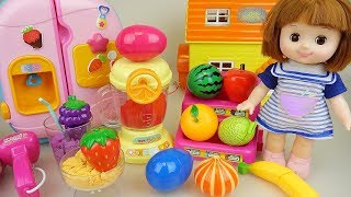 Baby doll fruit juice maker and kitchen surprise eggs play Doli story