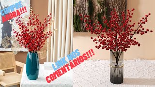 COMPRE AGORA!!! Kit 7 Galhos Cereja Berry Artificial, Azevinho natalino