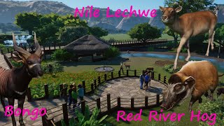 Red River Hog, Bongo and Nile Lechwe - Tzula Zoo - Planet Zoo