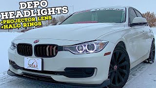 This is the FIRST F30 mod you should do! Swapping out base model 320 headlights with DEPO angel eyes