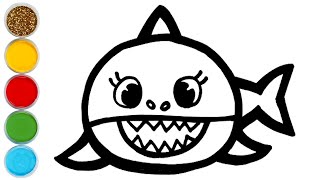 Baby Shark Mama Drawing, Painting and Coloring for Kids, Toddlers | Let's Draw