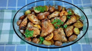 Frango assado no forno com batatas