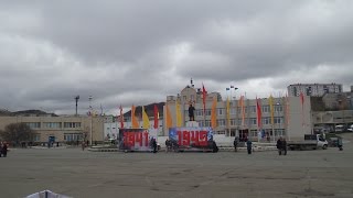 Праздничное шествие 9 мая 2015 года в городе Холмск от площади Ленина