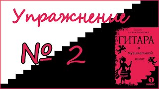 Гитара в музыкальной школе.  Упражнение № 2.  Игра по нотам