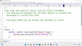 Day 35    Core Java    Static and non static variable life time and scope