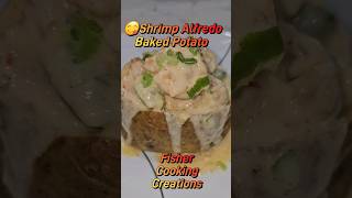 😋Shrimp Alfredo Baked Potato Recipe #cooking #shrimppotato Demonstration on Page