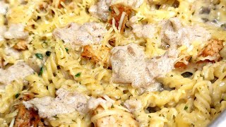 📍creamy chicken alfredo وصفة سهلة وسريعة للعشاء بالمقرونية