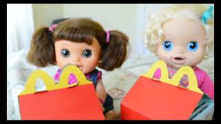 Baby alive Eat McDonald's and gets Twin beanie boos