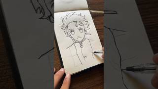 tanjiro drawing 😄👀 || anime drawing || demon slayer #shorts #anime ##dragonball