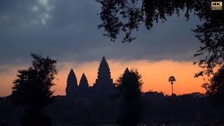 Sunrise at Angkor Wat in Dry Season, Siem Reap - Cambodia (4K)