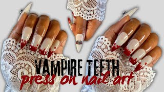 Vampire Teeth Nail Art | Halloween Nail Art | Press On Nail Art | Vampire Nail Art