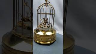 Working Antique KARL GRIESBAUM TM SINGING BIRD CAGE AUTOMATON MUSIC BOX video ON OFF