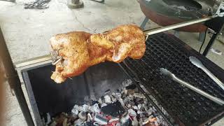 Spit cooked chicken