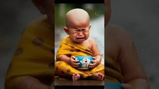 Little monk so sad boy 😭 #shorts #CuteAcademy #viral #cute #trending #funny #shortfeed #sad #boy