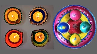 Diwali Diya Decoration ideas I Beautiful Diya Decoration for Diwali I Easy Diya Pot Decoration I