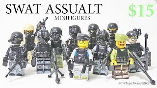 Lego SWAT Team modern warfare army minifigure Toy w/ brickarms guns Knockoff from China  - Review