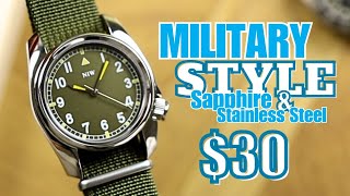 Steel and Sapphire Crystal For $30!? NIW Quartz VH31 Military Field Watch Review