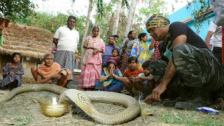 आश्चर्यचकित कर देने वाला यह दृश्य देखने के लिए लोगों की भीड़ उमड़ पड़ी,अद्भुत Blind Cobra rescued