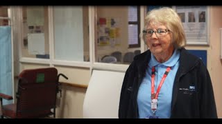 Volunteer Diane - meeting and greeting patients at Victoria Infirmary Northwich