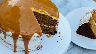 Super easy and Moist Carrot Cake Recipe with Caramel and Buttercream filling