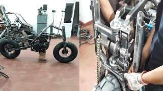 All wheel drive motorcycle front wheel drive unit and front suspension system making