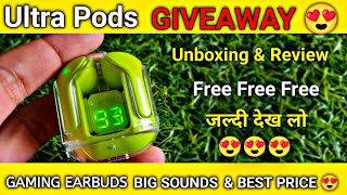 Transparent TWS:😍 Ultrapods Wireless 5.3 Review | Ultra Pods TWS GIVEAWAY 🔥 जल्दी देख लो