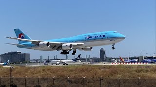 Korean Air Boeing 747-8 landing at LAX runway 24R