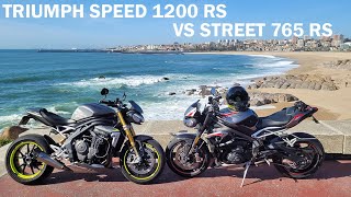 Amazing road N-222 in Portugal and Triumph Speed Triple 1200 RS chasing Street 765 RS and BMW S1000R