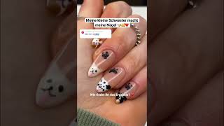 Kleine SCHWESTER macht meine NÄGEL 🥹❤️ Wie findet uhr sie? 🐶 #nails #nägel #gelx #naildesign #cute