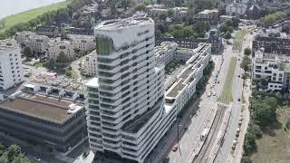 Der Zipper in Düsseldorf-Heerdt: RKM740 Tower am Rhein mit Rundblick über Heerdt und Düsseldorf