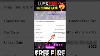 Finally Free Fire Unban Date Confirmed 😱 #freefireshorts  #gamingshorts #viralshorts