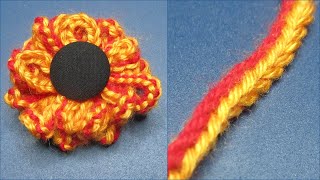 Easy Crochet: How to Crochet bicolor cord for beginners and make a simple flower. #Shorts