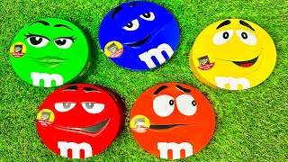 Satisfying Video Unpacking 5 M&M'S Containers with Color Candy Yummy Sweets Cutting ASMR